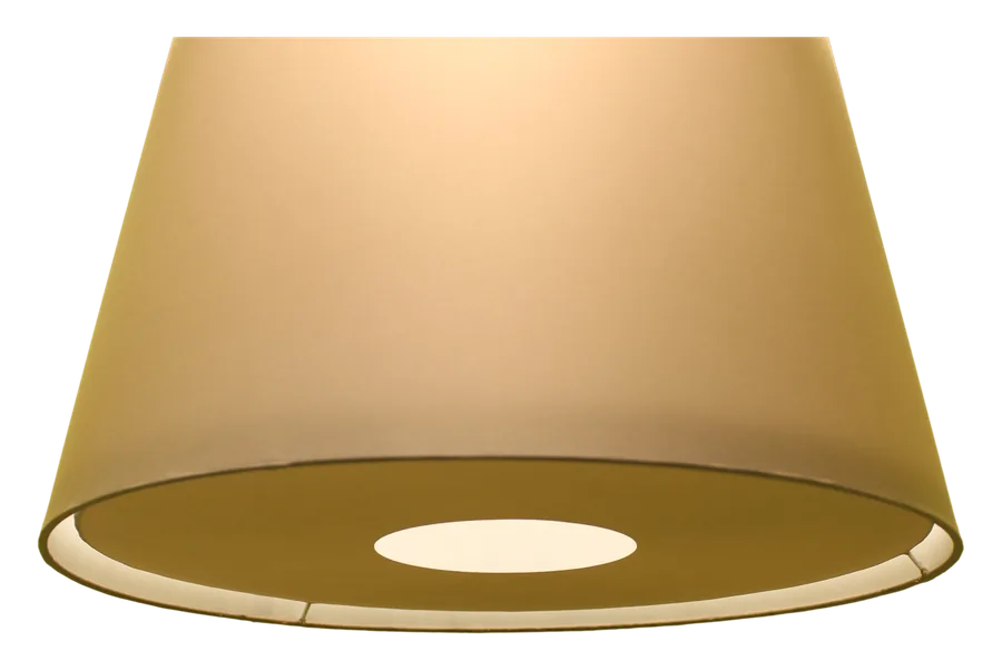 Tapered pendant lampshade with a diffuser that has a round opening in the center