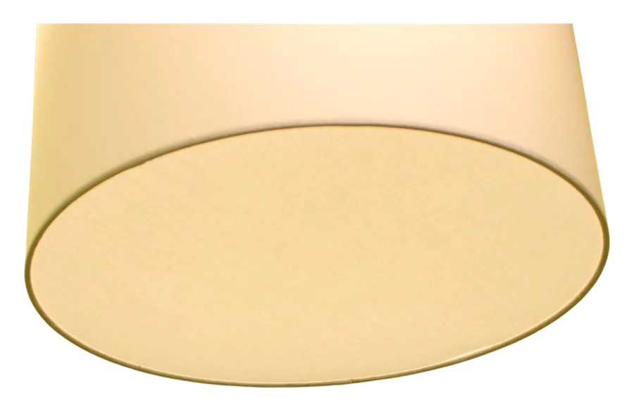 View from below of a tapered lampshade with a diffuser fitted inside the bottom edge