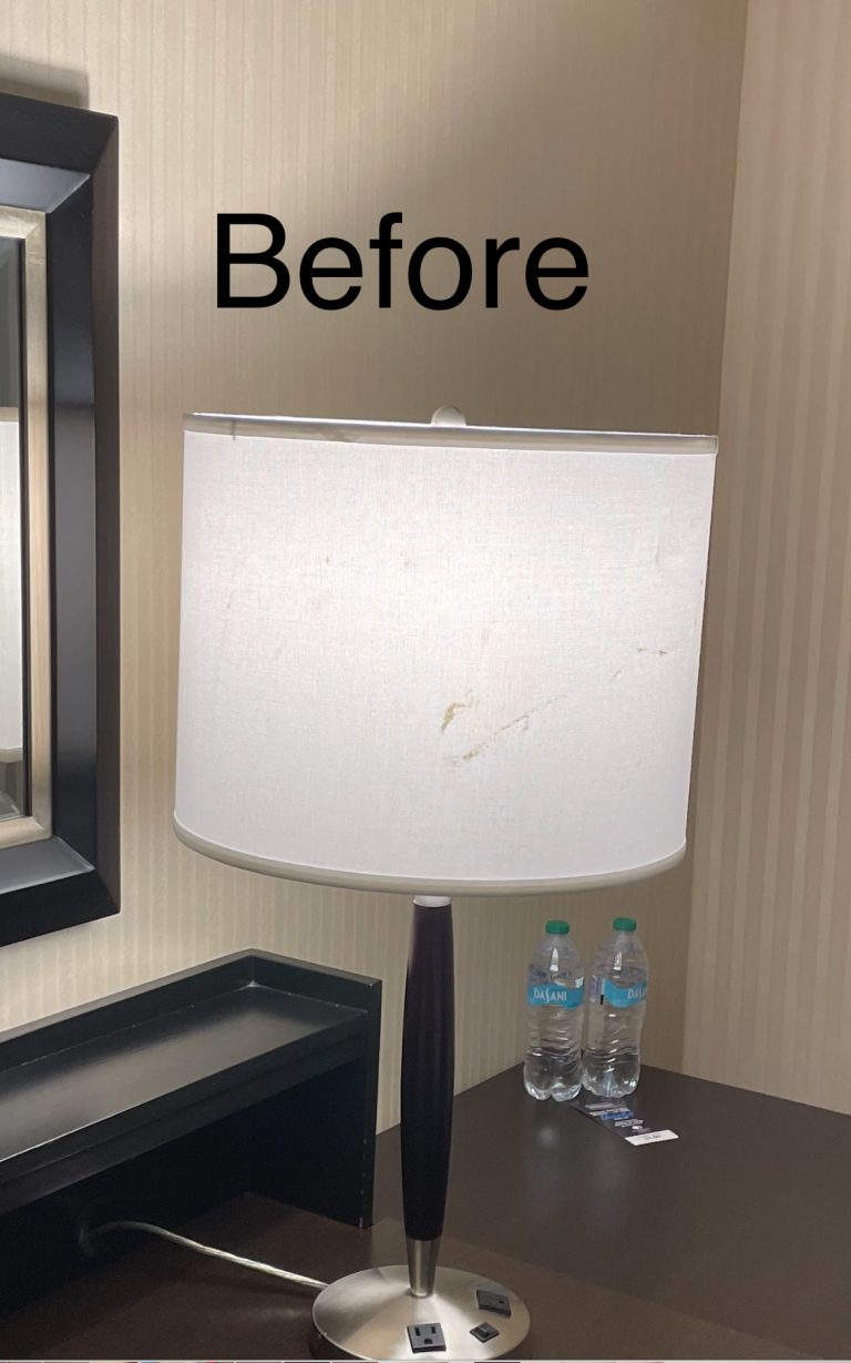 Hotel lamp before re-shading