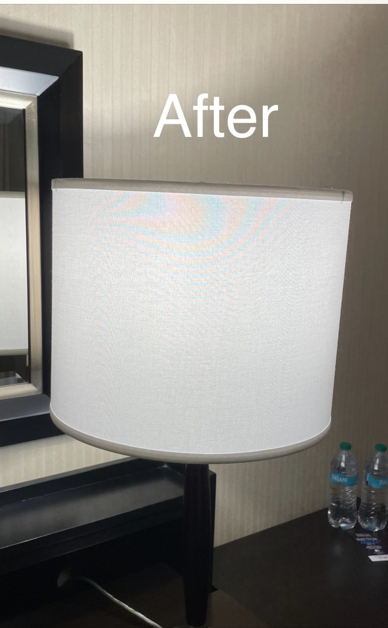 Hotel lamp after re-shading with a new custom shade